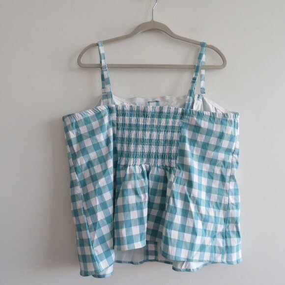 TORRID Fit And Flare Button Up Strapless Crop Top Jones Gingham Cloud Dancer NWT - Picture 10 of 15
